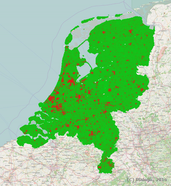 Hetmap of LPWA devices in the Netherlands by 2022